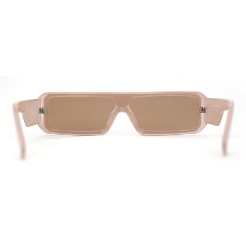 Square Futurist Shield Narrow Rectangle Flat Top Plastic Sunglasses