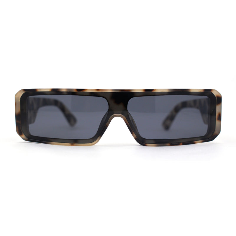 Square Futurist Shield Narrow Rectangle Flat Top Plastic Sunglasses