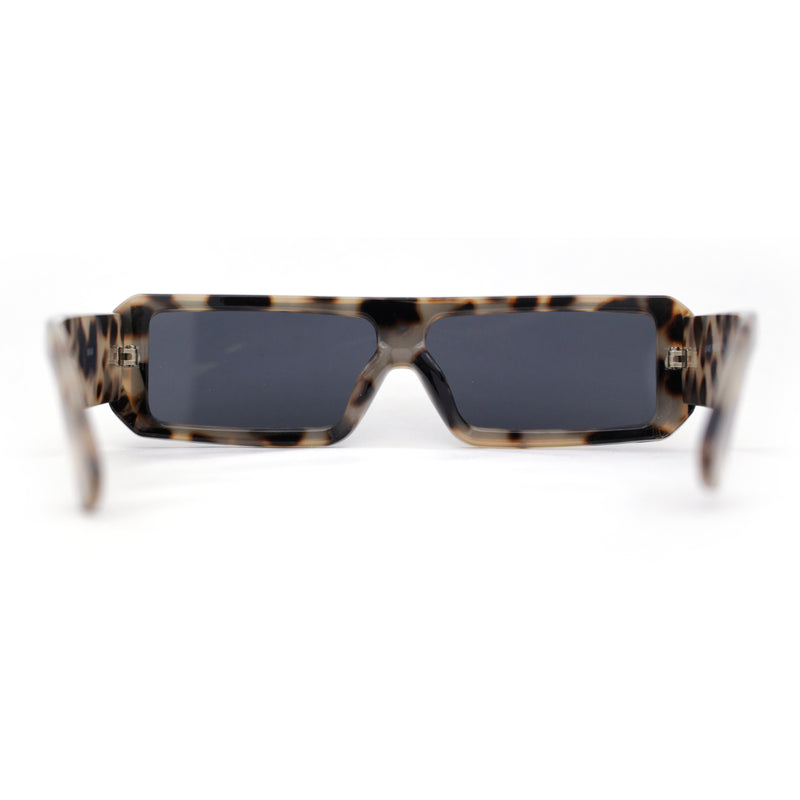 Square Futurist Shield Narrow Rectangle Flat Top Plastic Sunglasses