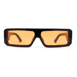 Square Futurist Shield Narrow Rectangle Flat Top Plastic Sunglasses