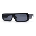 Square Futurist Shield Narrow Rectangle Flat Top Plastic Sunglasses