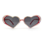 Girly Iridescent Rhinestone Bubbly Heart Plastic Sunglasses
