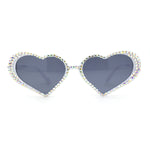 Girly Iridescent Rhinestone Bubbly Heart Plastic Sunglasses