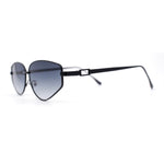 Narrow Tapered Side Tear Drop Shape Metal Rim Hipster Sunglasses