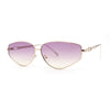 Narrow Tapered Side Tear Drop Shape Metal Rim Hipster Sunglasses