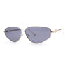 Narrow Tapered Side Tear Drop Shape Metal Rim Hipster Sunglasses