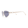 Narrow Tapered Side Tear Drop Shape Metal Rim Hipster Sunglasses