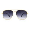 Mobster Metal Jewel Chain Flat Top Brow Rectangle Mogul Sunglasses