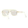 Mobster Metal Jewel Chain Flat Top Brow Rectangle Mogul Sunglasses