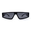 80s Beveled Thick Plastic Flat Top Narrow Rectangle Sunglasses