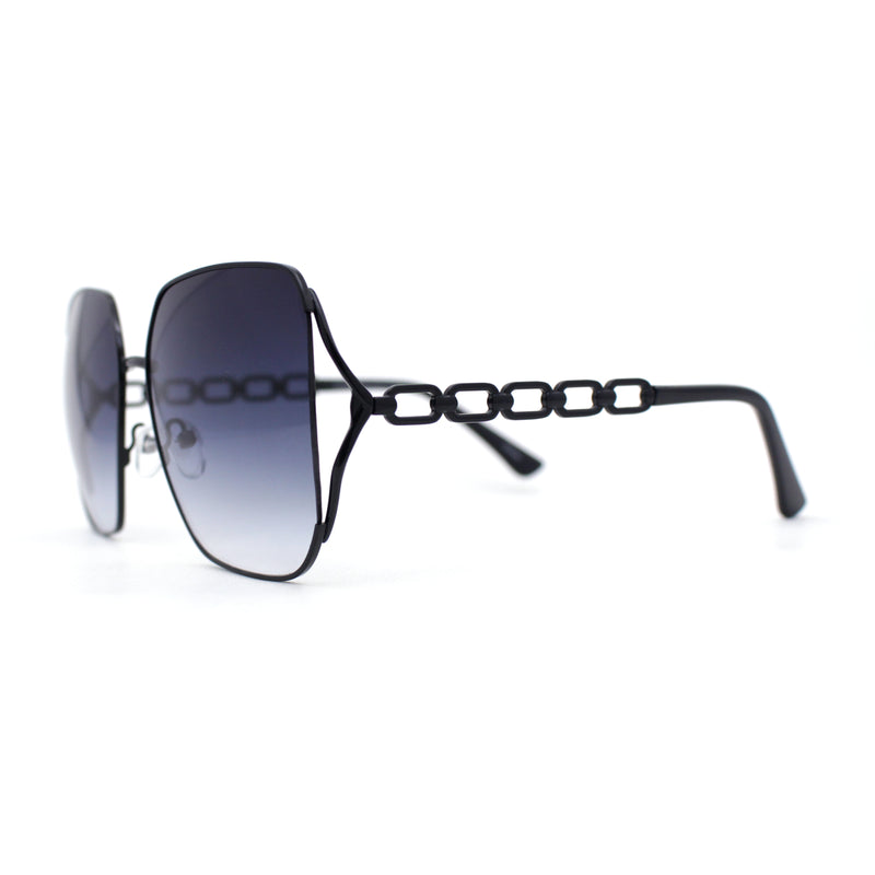 Womens Diva Jewel Chain Arm Metal Rim Butterfly Sunglasses