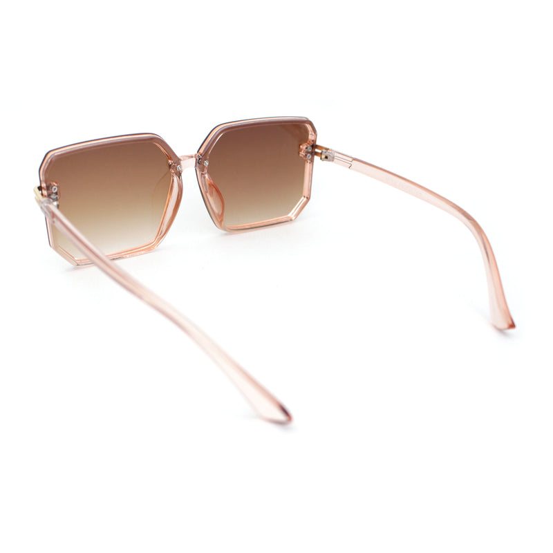 Classy Rimless Squared Rectangle Luxury Plastic Fashoin Sunglasses