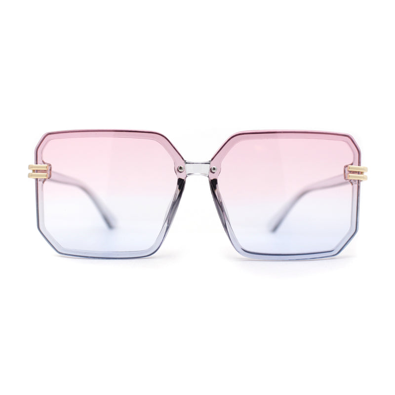 Classy Rimless Squared Rectangle Luxury Plastic Fashoin Sunglasses