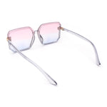 Classy Rimless Squared Rectangle Luxury Plastic Fashoin Sunglasses