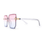 Classy Rimless Squared Rectangle Luxury Plastic Fashoin Sunglasses