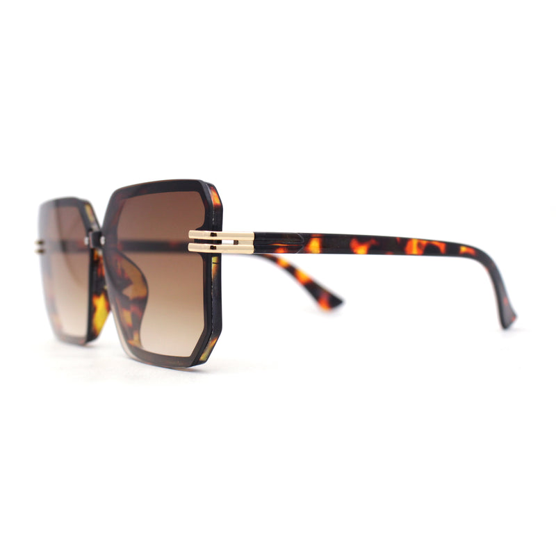 Classy Rimless Squared Rectangle Luxury Plastic Fashoin Sunglasses