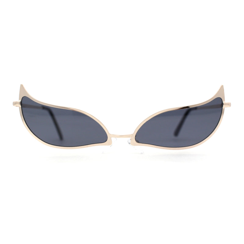 Funky Feather Leaf Shape High Temple Metal Rim Sunglasses