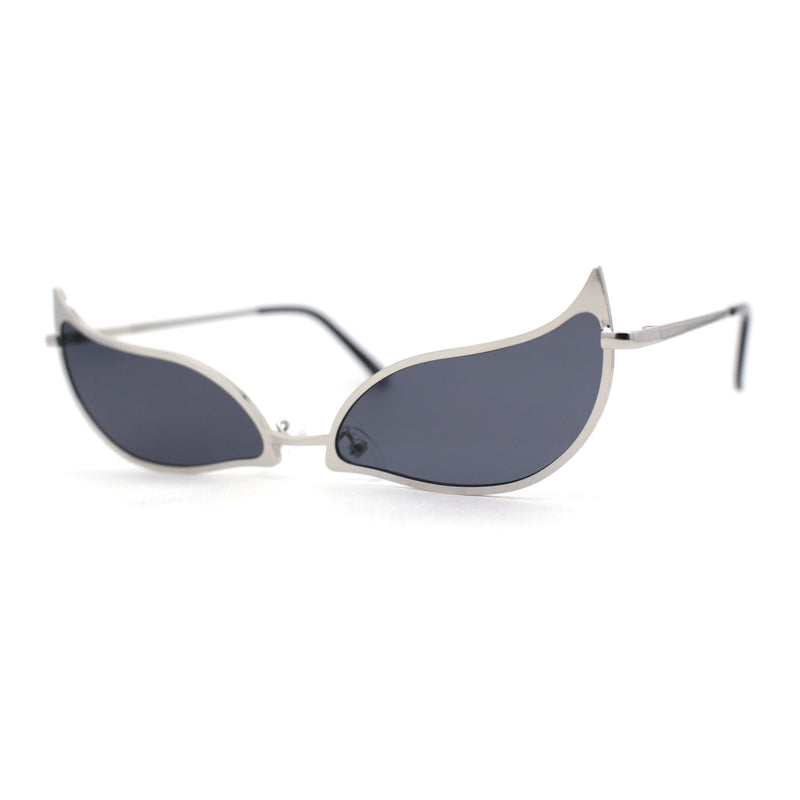 Funky Feather Leaf Shape High Temple Metal Rim Sunglasses