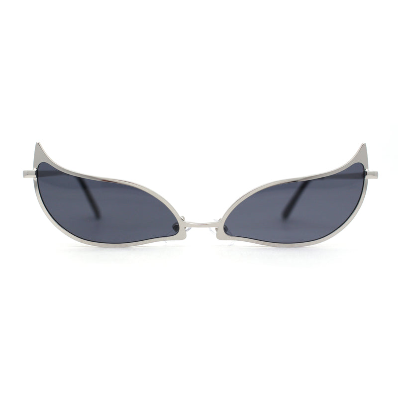 Funky Feather Leaf Shape High Temple Metal Rim Sunglasses