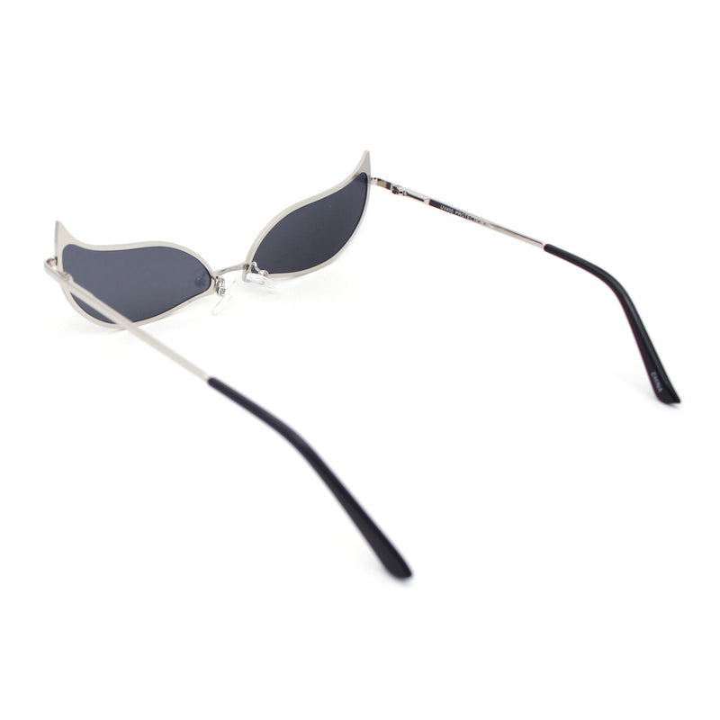 Funky Feather Leaf Shape High Temple Metal Rim Sunglasses