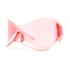 XL Oversized Duckbill Curved Wrap Rimless Shield Plastic Sunglasses Pink
