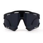 Large Coverage Mirror Lens Shield Curved Wrap Sport Sunglasses