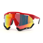 Large Coverage Mirror Lens Shield Curved Wrap Sport Sunglasses