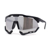 Large Coverage Mirror Lens Shield Curved Wrap Sport Sunglasses