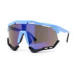 Large Coverage Mirror Lens Shield Curved Wrap Sport Sunglasses