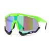 Large Coverage Mirror Lens Shield Curved Wrap Sport Sunglasses