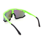 Large Coverage Mirror Lens Shield Curved Wrap Sport Sunglasses