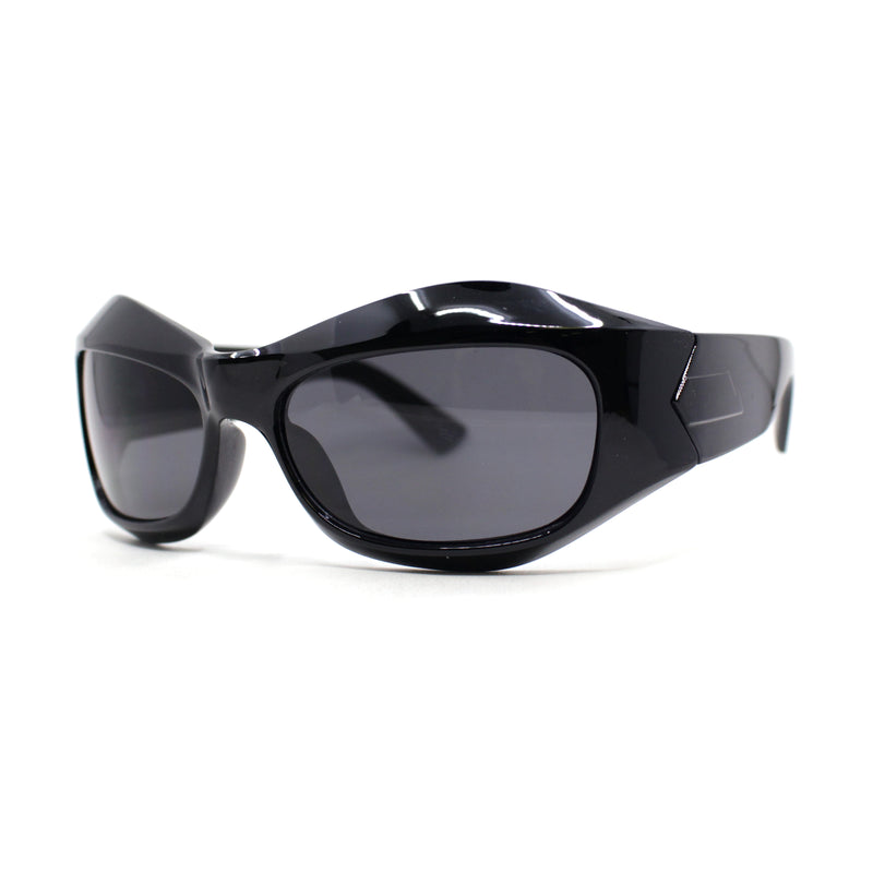 Trendy Fashion Curved Wrap Sport Thick Plastic Sunglasses