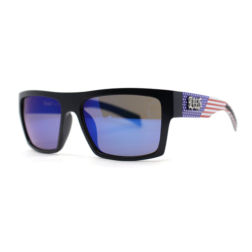 Locs Patriotic USA Flag Print Arm Flat Top Manly Sunglasses