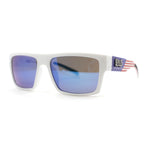 Locs Patriotic USA Flag Print Arm Flat Top Manly Sunglasses