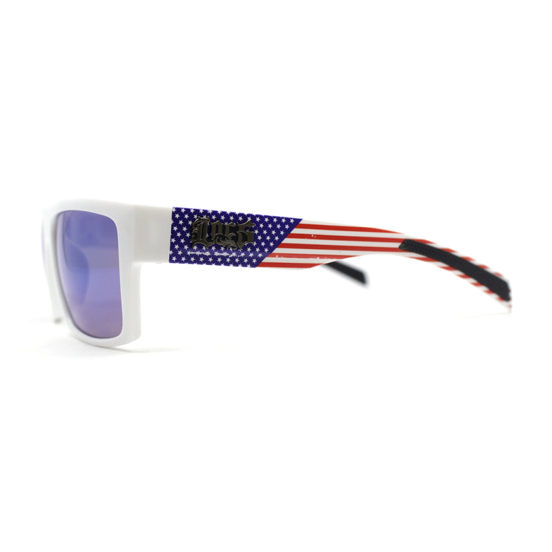 Locs Patriotic USA Flag Print Arm Flat Top Manly Sunglasses