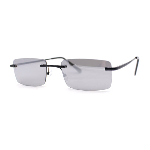 Rimless Narrow Rectangle Minimal Simple Dad Sunglasses