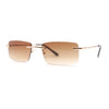 Rimless Narrow Rectangle Minimal Simple Dad Sunglasses