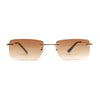Rimless Narrow Rectangle Minimal Simple Dad Sunglasses