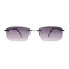 Rimless Narrow Rectangle Minimal Simple Dad Sunglasses