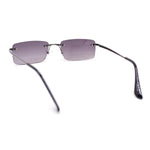 Rimless Narrow Rectangle Minimal Simple Dad Sunglasses