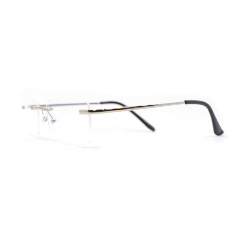 Rimless Narrow Rectangle Minimal Simple Dad Sunglasses