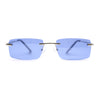 Rimless Narrow Rectangle Minimal Simple Dad Sunglasses