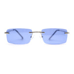 Rimless Narrow Rectangle Minimal Simple Dad Sunglasses