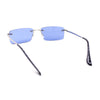 Rimless Narrow Rectangle Minimal Simple Dad Sunglasses