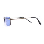 Rimless Narrow Rectangle Minimal Simple Dad Sunglasses