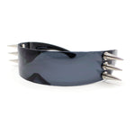 Apocalyptic Futurism Punk Metal Horn Stud Cyclops Shield Wrap Sunglasses