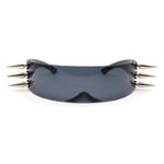 Apocalyptic Futurism Punk Metal Horn Stud Cyclops Shield Wrap Sunglasses