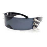 Apocalyptic Futurism Punk Metal Horn Stud Cyclops Shield Wrap Sunglasses