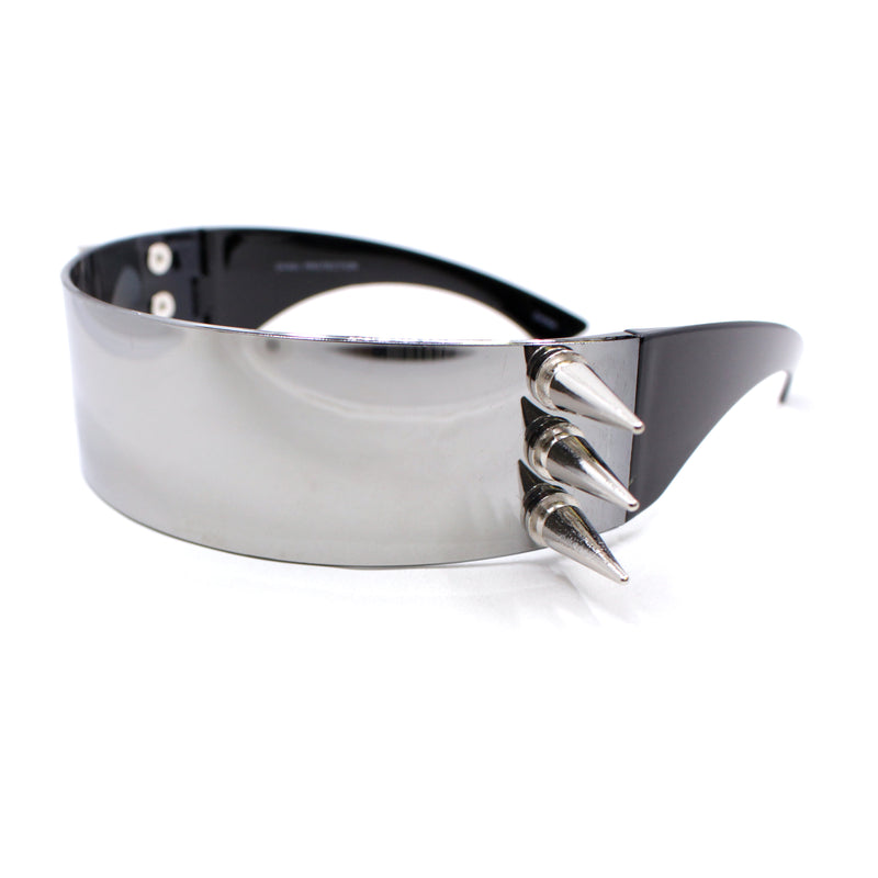 Apocalyptic Futurism Punk Metal Horn Stud Cyclops Shield Wrap Sunglasses