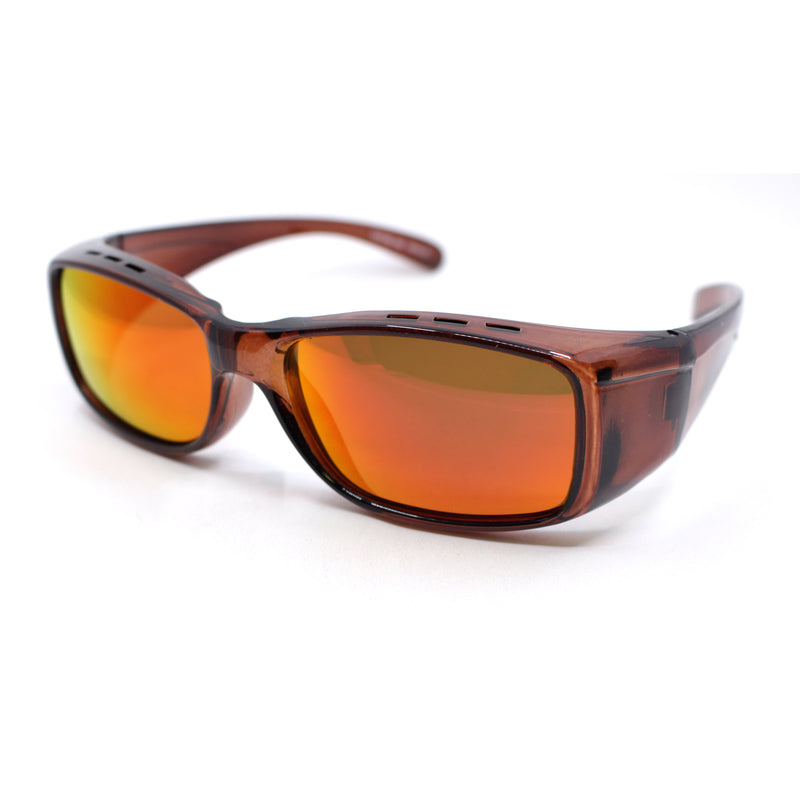 Polarized Colorful Mirror Lens 62mm Rectangle Fit Over Sunglasses Over Glasses